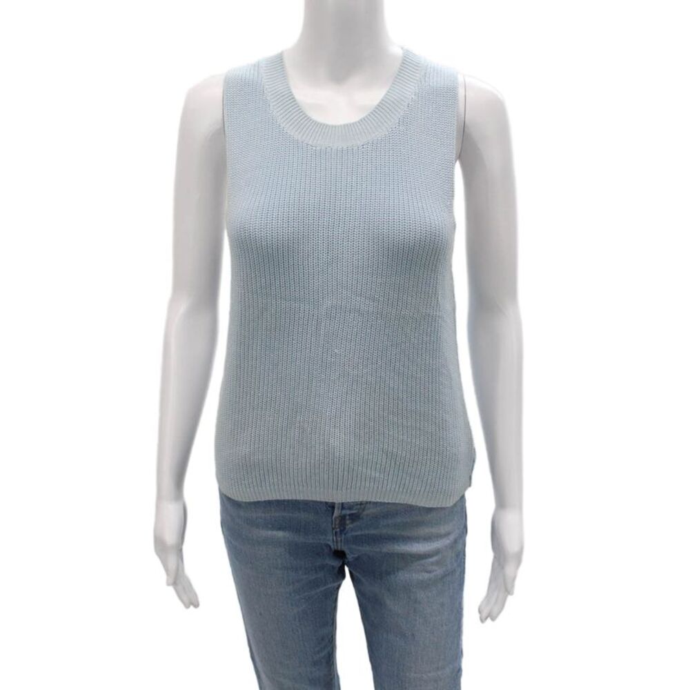 Almina Women Basic Sleeveless Light Blue Cotton Blend Tank Size M